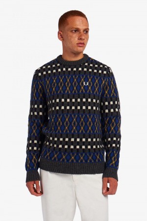 Royal Fred Perry Fair Isle British Wool Jumper Men's Knitwear | SG1750ILHS