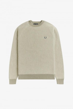 White Fred Perry Alpaca Blend Ribbed Jumper Men's Knitwear | SG1771DFMN