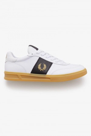 White Fred Perry B400 Men's Shoes | SG1956EBCX