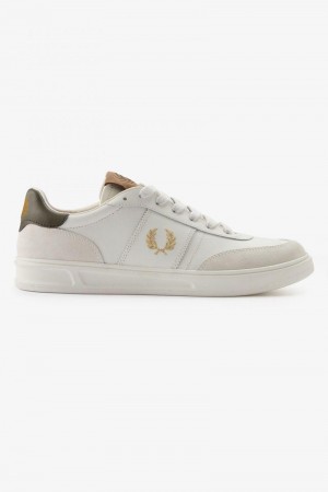 White Fred Perry B400 Men's Shoes | SG1957RVDW