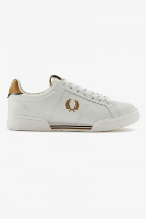 White Fred Perry B722 Men's Shoes | SG1945KORI