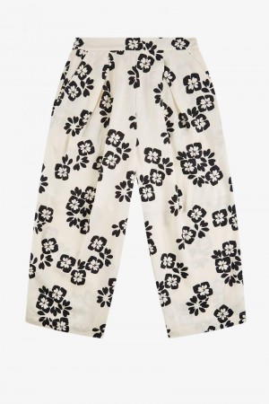 White Fred Perry Floral Print Women's Pants | SG1105EBCX