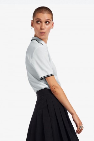 White Fred Perry G3600 Women's Polo Shirts | SG1079EBCX