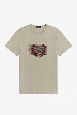 White Fred Perry Glitch Graphic Men's T Shirts | SG1373XYUF