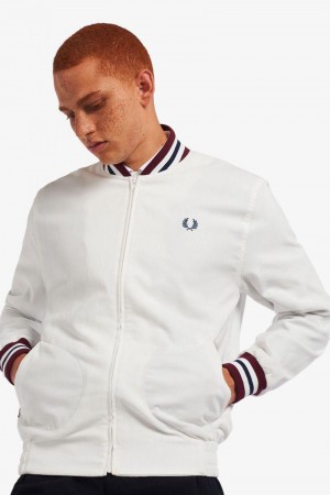 White Fred Perry J2849 Men's Jackets | SG1846VRWD