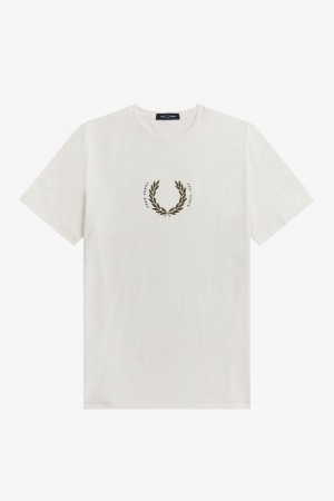 White Fred Perry Laurel Wreath Men's T Shirts | SG1348ZUTG