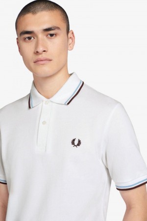 White Fred Perry M12 Men's Polo Shirts | SG1664HAPK