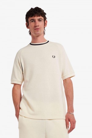 White Fred Perry M3844 Men's T Shirts | SG1330SGLO