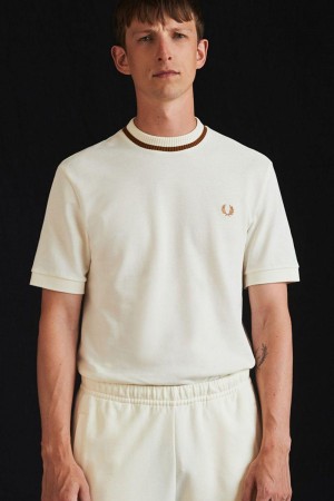 White Fred Perry M7 Men's T Shirts | SG1328FDNM