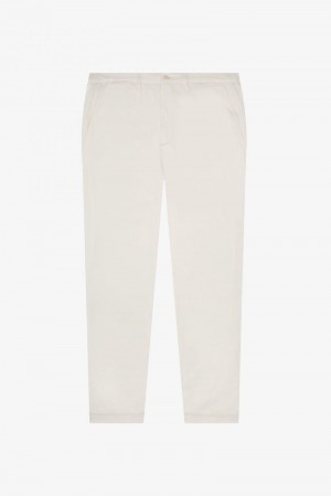 White Fred Perry T3852 Men's Pants | SG1692FDNM