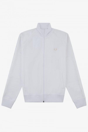 White Fred Perry Tonal Taped Track Men's Jackets | SG1782WNBY