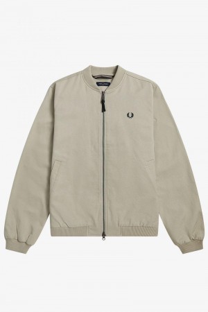 White Fred Perry Twill Bomber Men's Jackets | SG1779TCEV