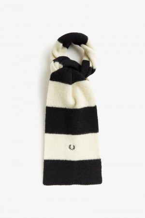 White Fred Perry Wool Striped Men's Scarves | SG1959YXFU